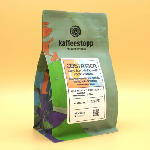 Kaffeeverpackung von kaffeestopp. Kaffee aus Costa Rica
